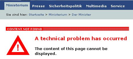 Fehlermeldung anstelle der Meldung über die "Russlandhilfe e.V."